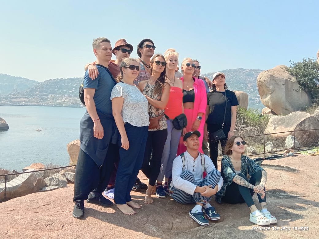 Global Travellers at Hampi 🌍 — Rock Shiva Hampi Tours